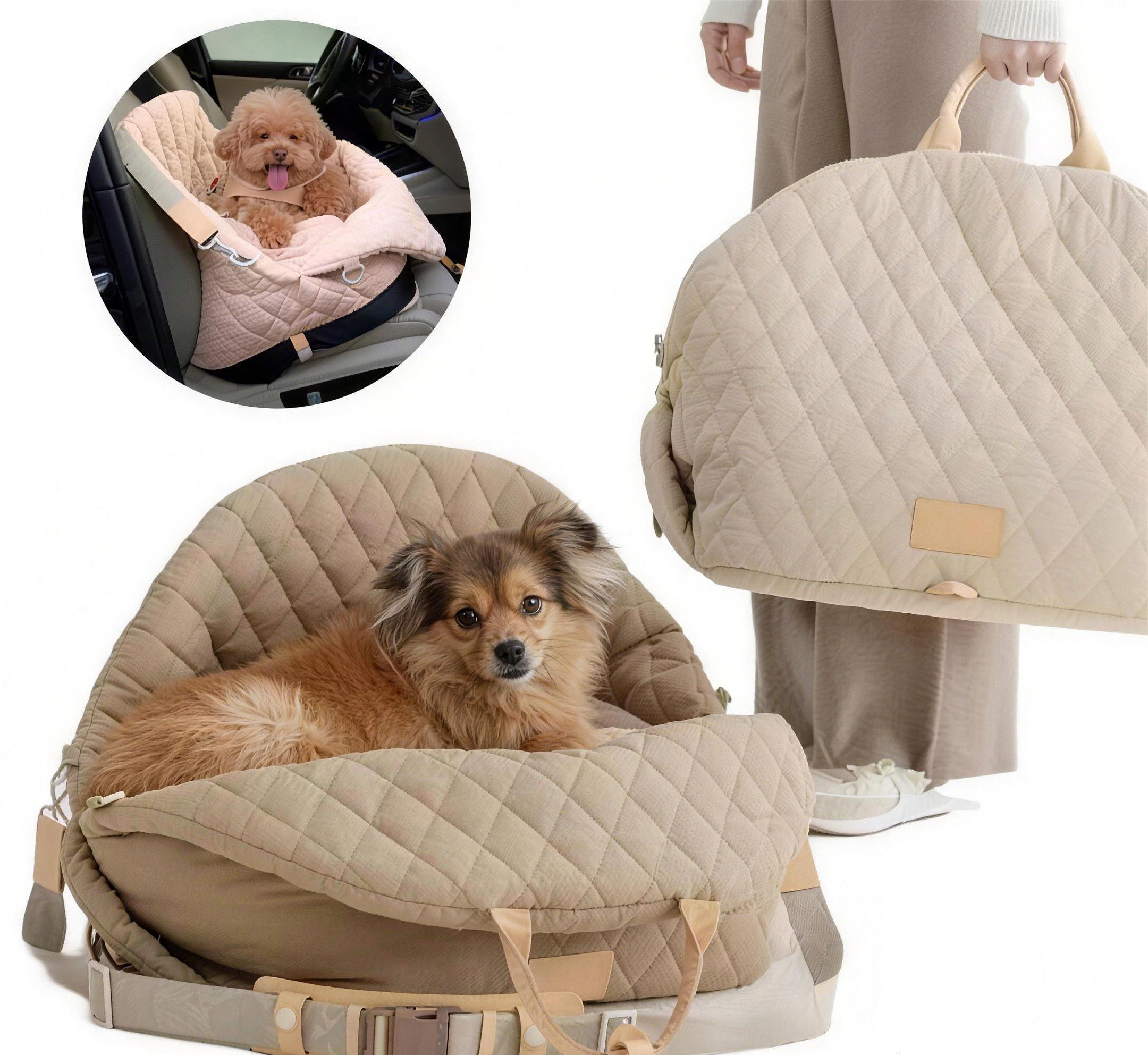 Multifunctional Pet Car Seat Bed & Travel Carrier Bag